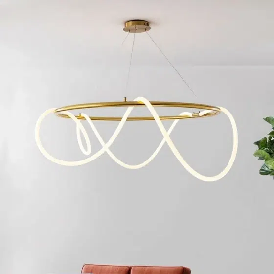 Long Strip Silicone Round Iron Pendant Lamp in Silicone and Metal, product photograph