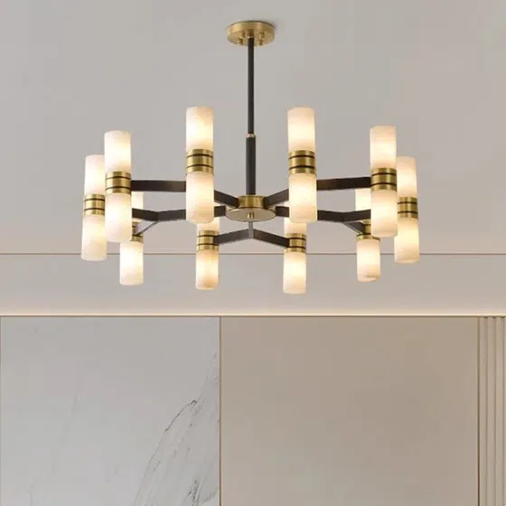 16-36 Heads Luxury Marble Copper Pendant Lamp in Copper and Marble, product photograph