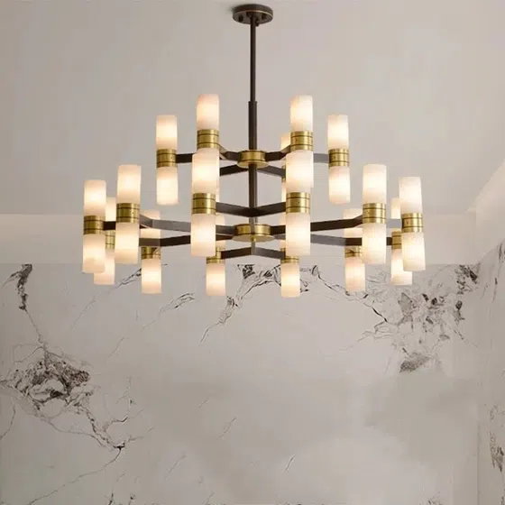 16-36 Heads Luxury Marble Copper Pendant Lamp in Copper and Marble, detail view