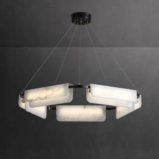 Full Copper Marble Black Gold Pendant Light in Copper and Marble, product photograph