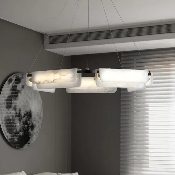 Full Copper Marble Black Gold Pendant Light in Copper and Marble, scale view