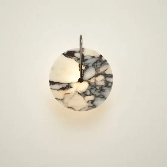 D25CM Marble Decorative Round Wall Lamp in Hardware and Bulgari Stone, detail view