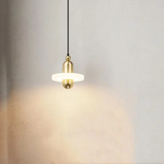 Marble Single Head LED Pendant Lamp in Metal and Marble, scale view
