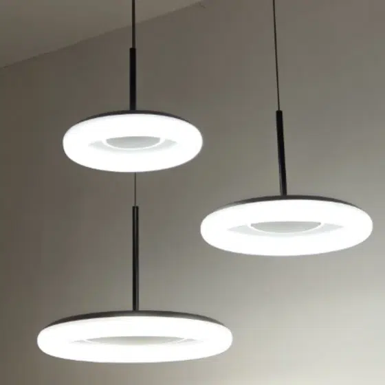 Matt Black White LED PE Pendant Lamp in Iron and PE, product photograph