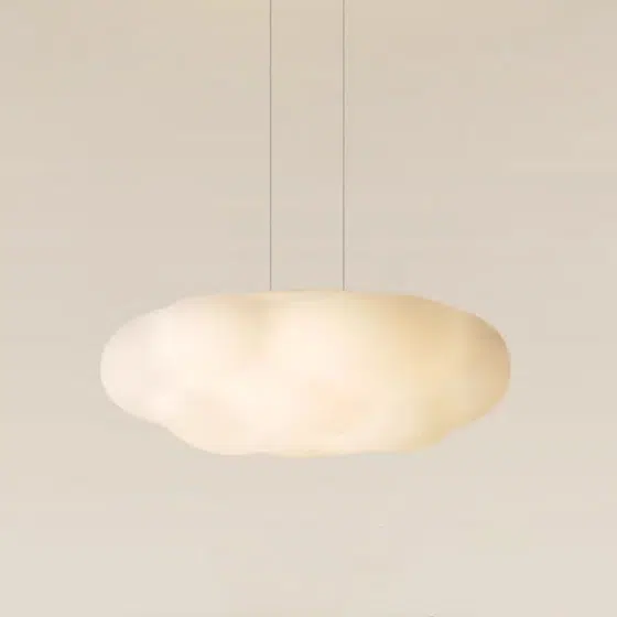 Matt White Cloud Iron Pendant Light in Iron and PE, detail view