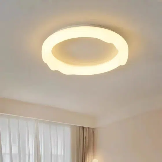 Matt White Iron Round Pendant Light in Iron and PE, detail view