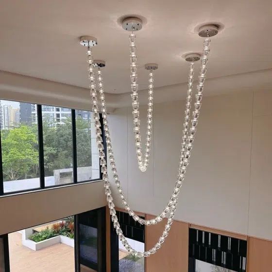 Metal Acrylic Linear Pendant Light in Metal and Acrylic, detail view