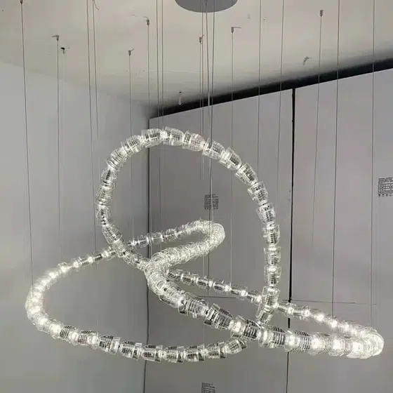 Metal Acrylic Linear Pendant Light in Metal and Acrylic, installed view