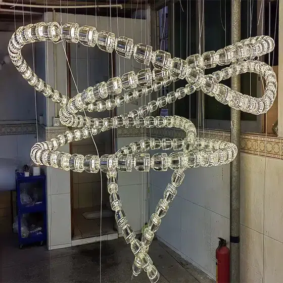 Metal Acrylic Linear Pendant Light in Metal and Acrylic, scale view