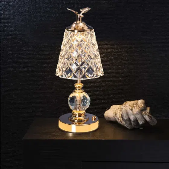 Metal Golden Acrylic Table Light in Metal and Acrylic, product photograph