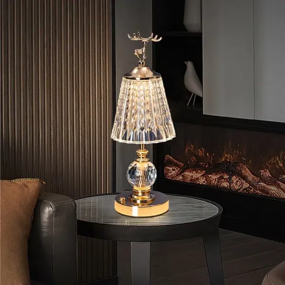 Metal Golden Acrylic Table Light in Metal and Acrylic, installed view