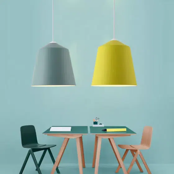 Multi-Color Optional Aluminum Pendant Light in Aluminum Cover and Aluminum Parts and Iron, detail view