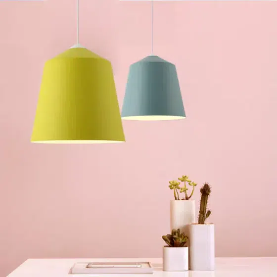 Multi-Color Optional Aluminum Pendant Light in Aluminum Cover and Aluminum Parts and Iron, installed view