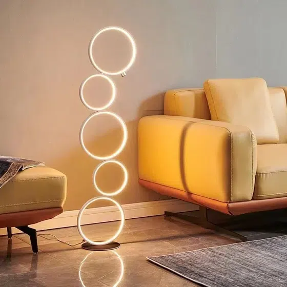 Multi-Ring black white LED Floor light in Iron and Aluminum and Silicone, detail view