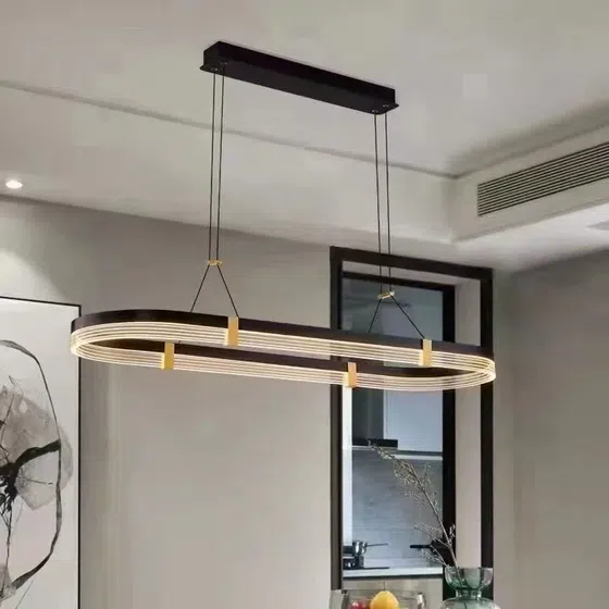 Multi-layer Ring Acrylic Pendant Lamp in Aluminum Spray Paint and Acrylic, detail view