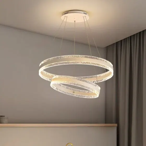 Acrylic Multiple Layers Ring Pendant Lamp in Aluminum Spray Paint and Acrylic, scale view