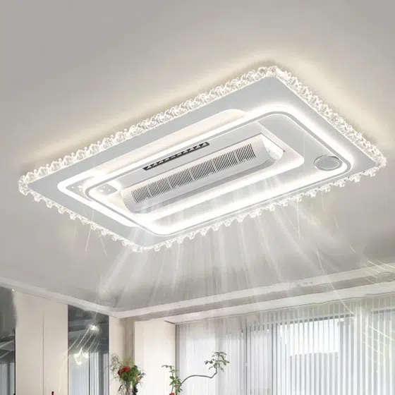 Mute Home Vaneless Ceiling Fan Light in Metal and PC and Acrylic, detail view