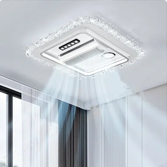 Mute Home Vaneless Ceiling Fan Light in Metal and PC and Acrylic, scale view