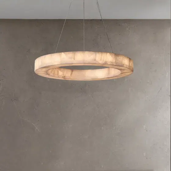 Natural Marble Chrome Stainless Steel Pendant Lamp in Stainless Steel and Marble, detail view