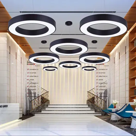 New Black Aluminum Pendant Lamp in Aluminum and PC, installed view