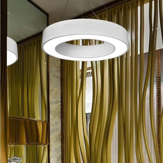 New Black Aluminum Pendant Lamp in Aluminum and PC, scale view