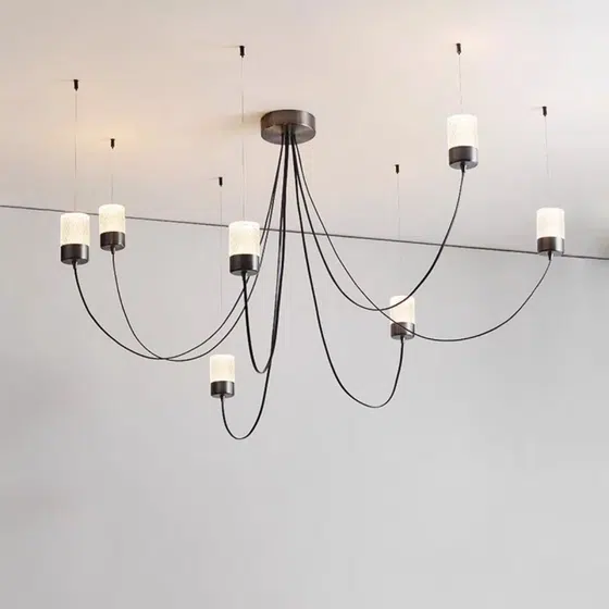 Nordic Minimalist Art G9 Acrylic Pendant Light in Iron and Acrylic, product photograph