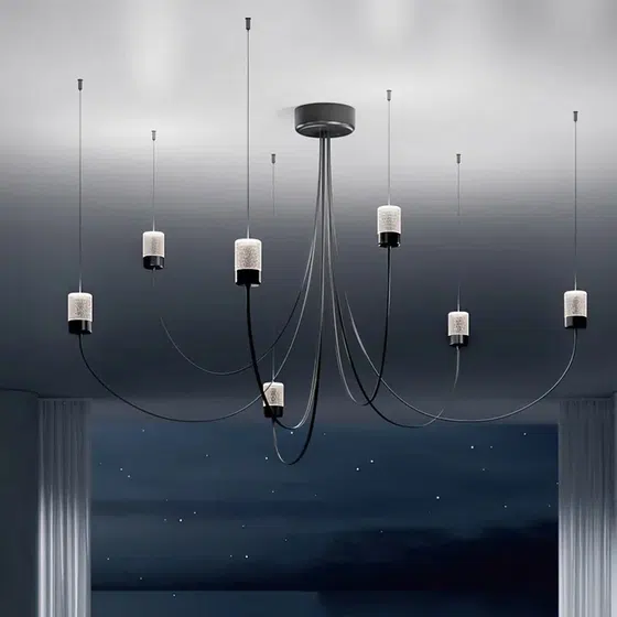 Nordic Minimalist Art G9 Acrylic Pendant Light in Iron and Acrylic, detail view