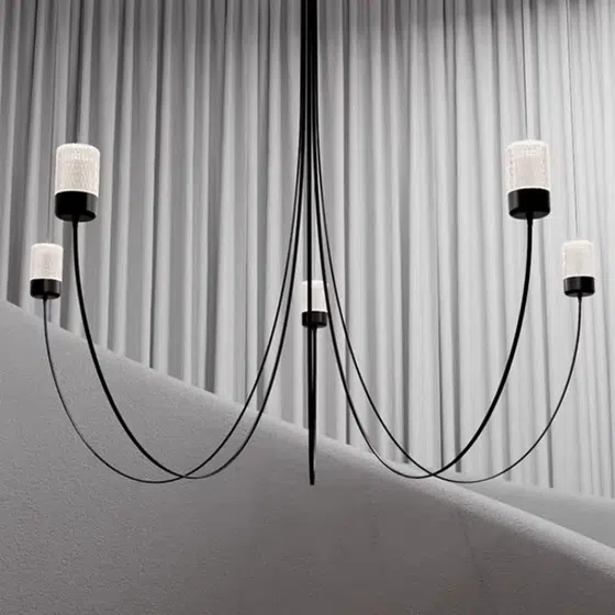 Nordic Minimalist Art G9 Acrylic Pendant Light in Iron and Acrylic, installed view