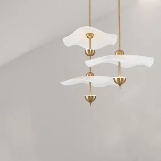Nordic Double Layer Pendant Lamp in Iron and Acrylic, installed view