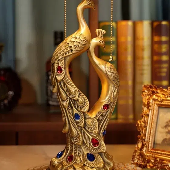 Pastoral Copper Art LED Table Lamp in Copper and Glass, installed view
