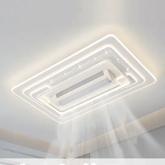 PC LED Leafless Ceiling Fan Light in Metal and PC and Acrylic, detail view