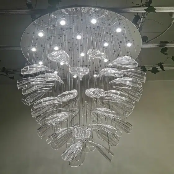 Petal Stainless Steel Glass Pendant Light in Stainless Steel and Glass, detail view