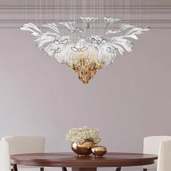 Petal Stainless Steel Glass Pendant Light in Stainless Steel and Glass, scale view