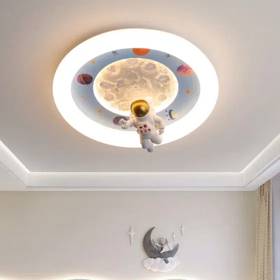 Pink Blue LED Flush Mount Ceiling Lamp in Iron and Resin and Plastic, product photograph