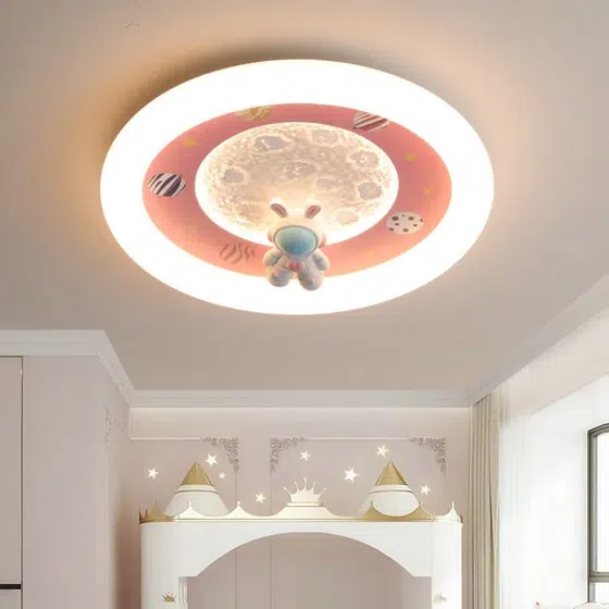 Pink Blue LED Flush Mount Ceiling Lamp in Iron and Resin and Plastic, detail view