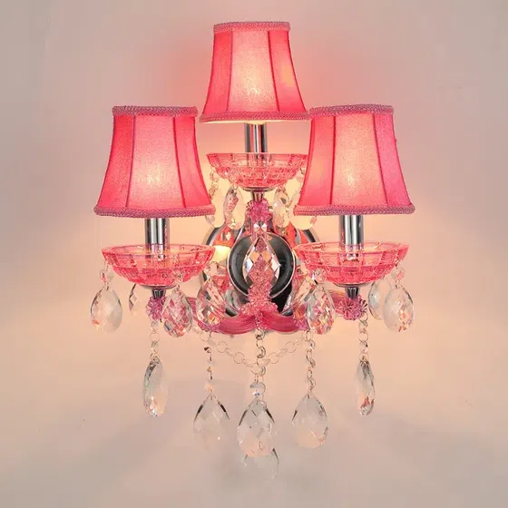Pink Candle Crystal Wall Light in Iron and Glass and Crystal, detail view