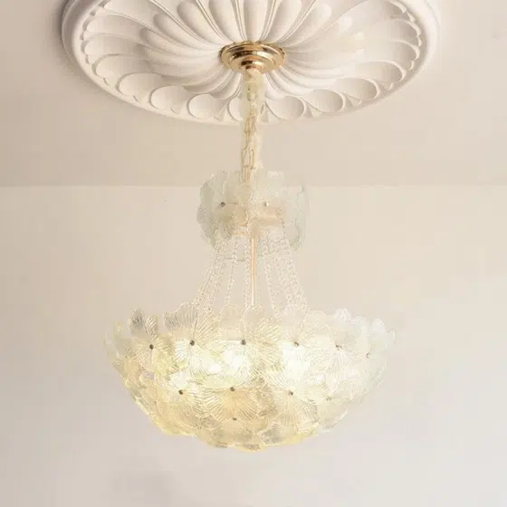 12-16 Heads Pink Clear Glass Pendant Light in Iron and Glass, installed view