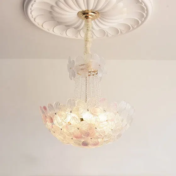 12-16 Heads Pink Clear Glass Pendant Light in Iron and Glass, scale view
