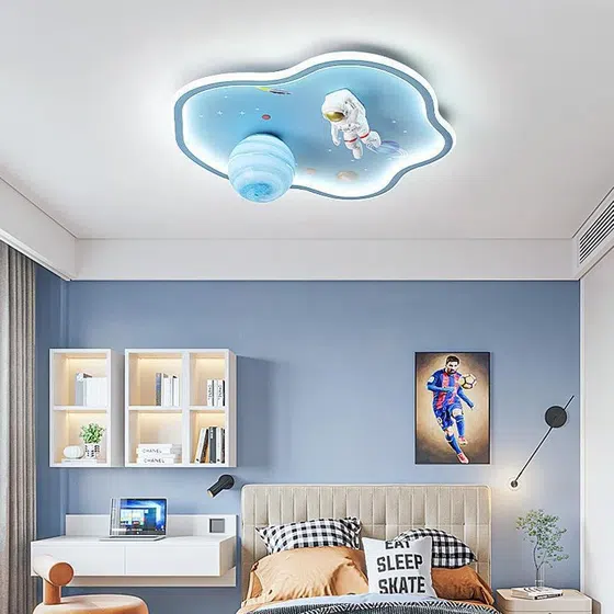 Planet Spaceman Astronaut Ceiling Light in Iron and Glass and Resin and Plastic, installed view