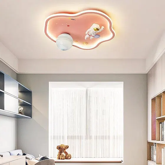 Planet Spaceman Astronaut Ceiling Light in Iron and Glass and Resin and Plastic, scale view