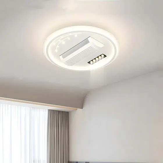 Round Rectangle Square Ceiling Fan Lamp in Metal and PC and Acrylic, scale view