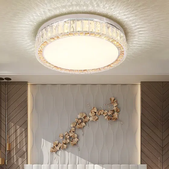 Rectangular Square Round Ceiling Light in Stainless Steel and Crystal and Acrylic, scale view