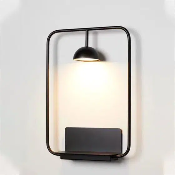 Red Black Iron Wall Light in Iron, installed view