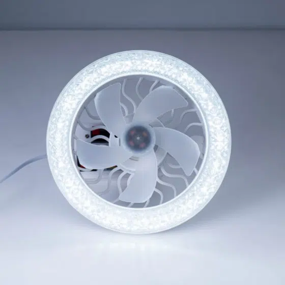 Remote Control Mini Ceiling Fan Light in Metal and PC and Acrylic, product photograph