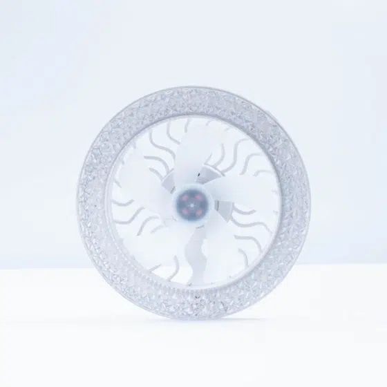 Remote Control Mini Ceiling Fan Light in Metal and PC and Acrylic, detail view
