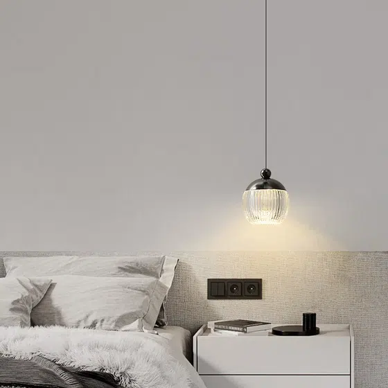 H14cm Retro Acrylic Ball Pendant Light in Aluminum and Acrylic, installed view