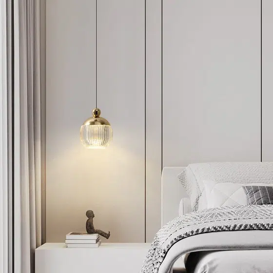 H14cm Retro Acrylic Ball Pendant Light in Aluminum and Acrylic, scale view