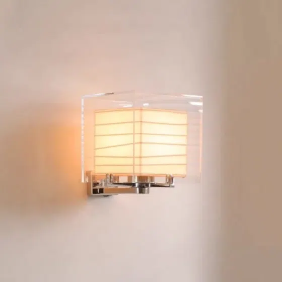 Rice Paper Hardware Glass Wall Lamp in Hardware and Glass and Rice Paper, detail view