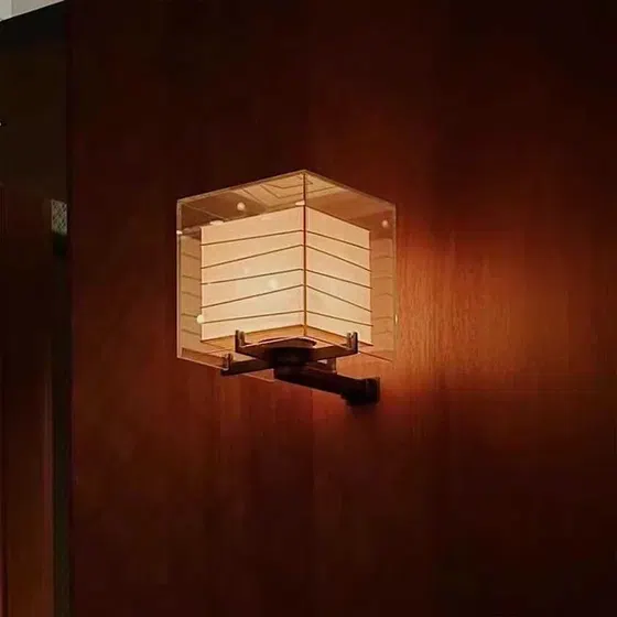 Rice Paper Hardware Glass Wall Lamp in Hardware and Glass and Rice Paper, installed view