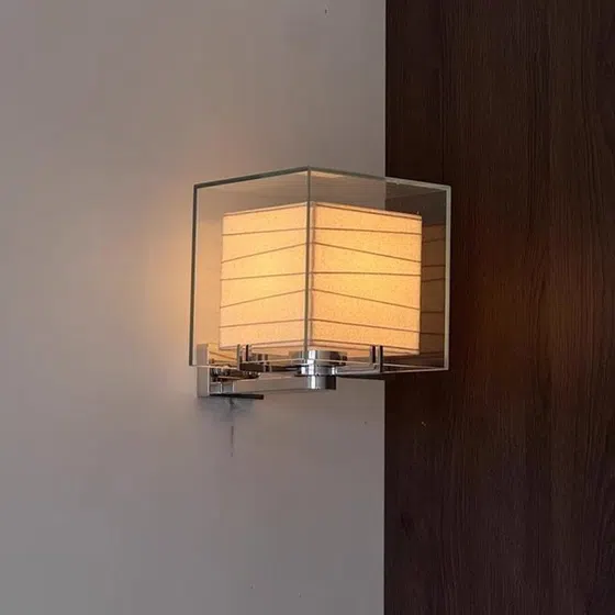 Rice Paper Hardware Glass Wall Lamp in Hardware and Glass and Rice Paper, scale view